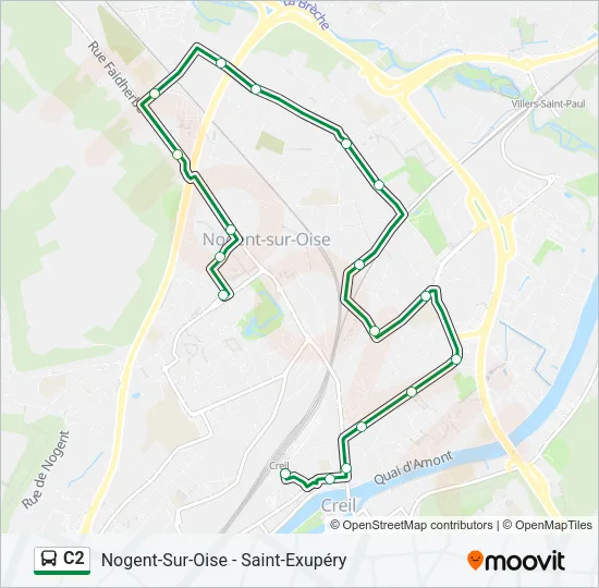 Plan de la ligne C2 de bus