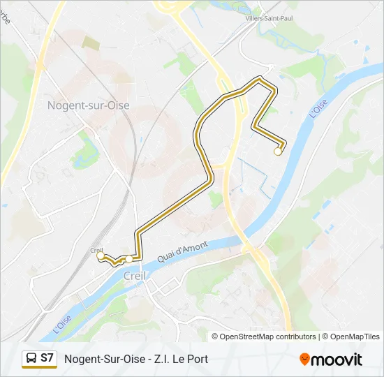 Plan de la ligne S7 de bus