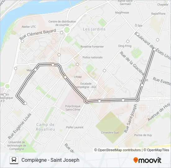 SCO DEN B Bus Line Map