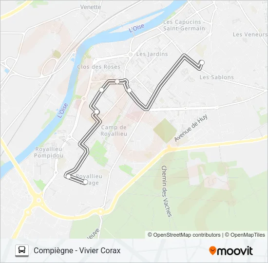 SCO DEN B Bus Line Map