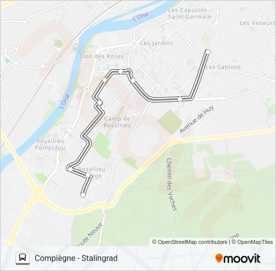SCO DEN B Bus Line Map