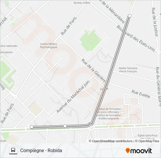 SCO DEN B Bus Line Map