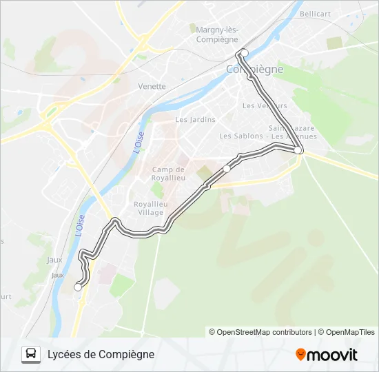 Plan de la ligne SCO LYC B de bus