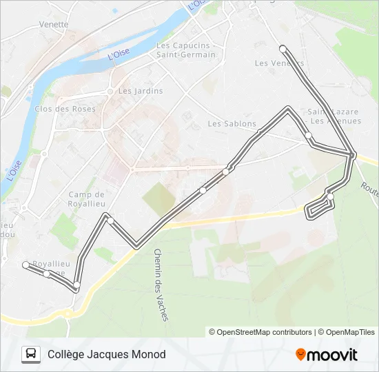 SCO MON B Bus Line Map