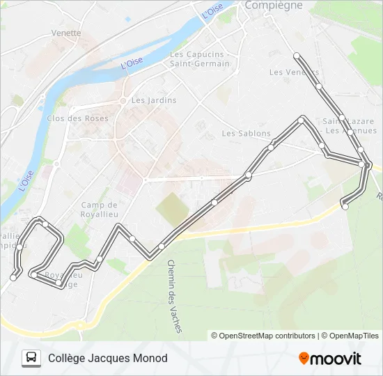 SCO MON B Bus Line Map