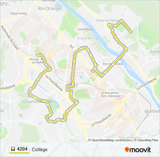 Plan de la ligne 4204 de bus