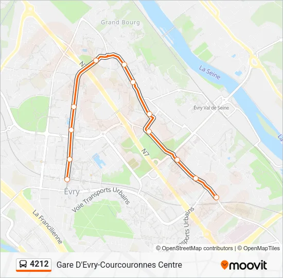 Plan de la ligne 4212 de bus
