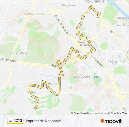 Plan de la ligne 4213 de bus