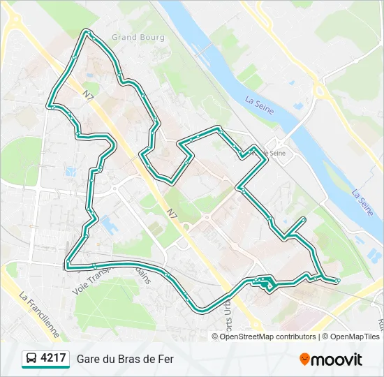 Plan de la ligne 4217 de bus