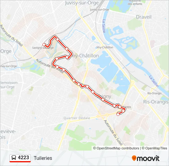 Plan de la ligne 4223 de bus