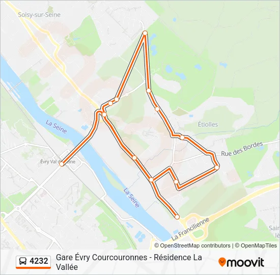 Plan de la ligne 4232 de bus
