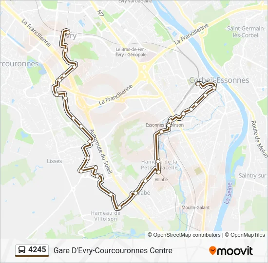 Plan de la ligne 4245 de bus