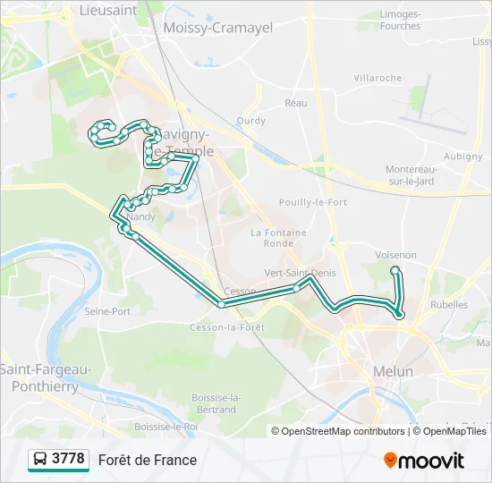 Plan de la ligne 3778 de bus