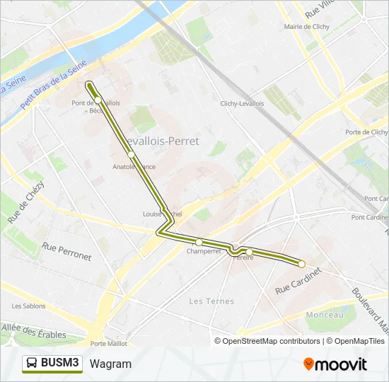 Plan de la ligne BUSM3 de bus