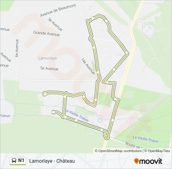 N1 Bus Line Map