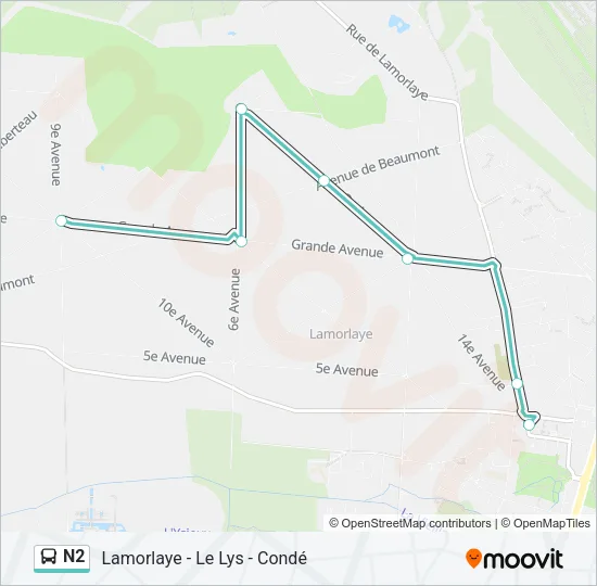 N2 Bus Line Map