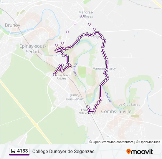 Plan de la ligne 4133 de bus
