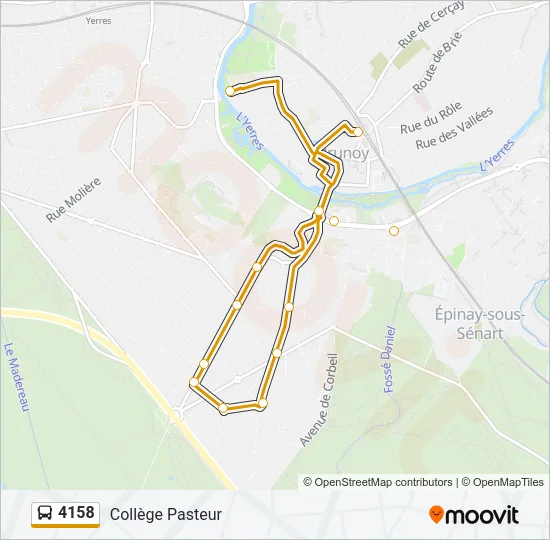 Plan de la ligne 4158 de bus