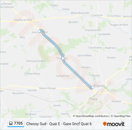 Plan de la ligne 7705 de bus