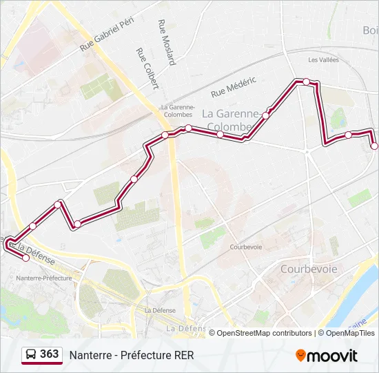 Plan de la ligne 363 de bus