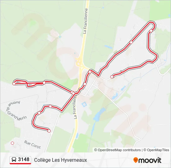 Plan de la ligne 3148 de bus