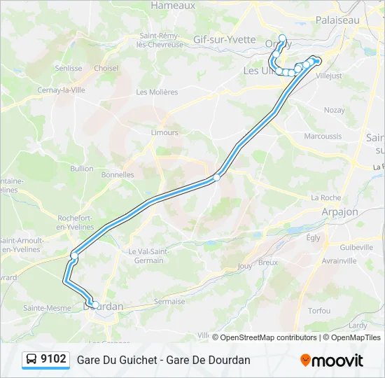 9102 Bus Line Map