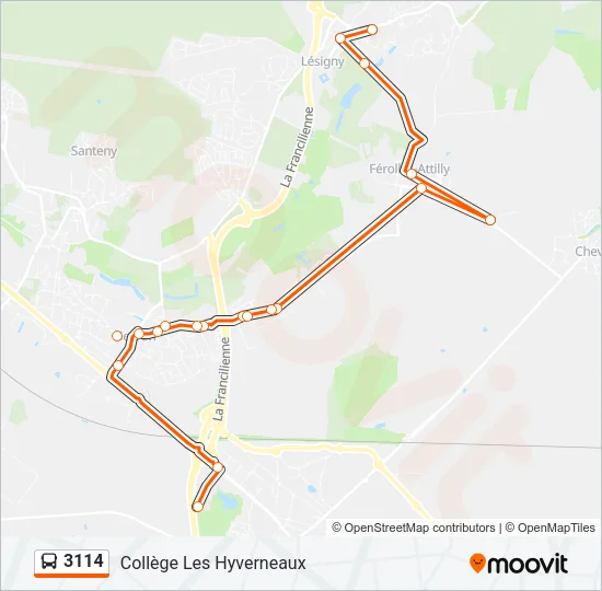 Plan de la ligne 3114 de bus