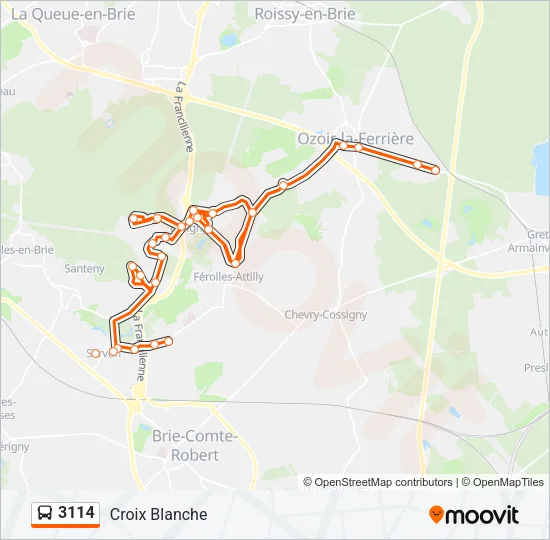 Plan de la ligne 3114 de bus