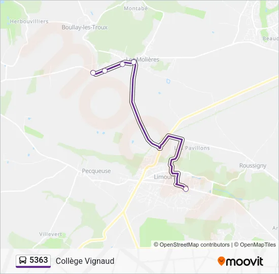 Plan de la ligne 5363 de bus