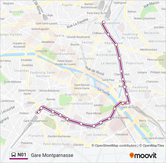 N01 Bus Line Map