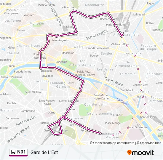 N01 Bus Line Map