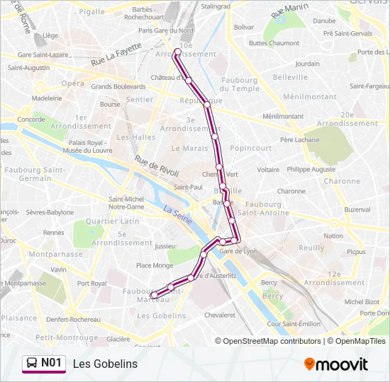 N01 Bus Line Map