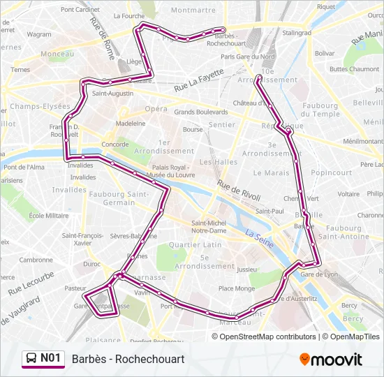 N01 Bus Line Map