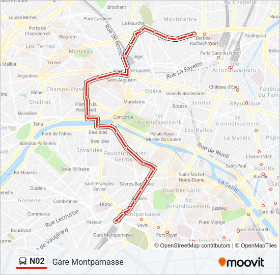 N02 Bus Line Map