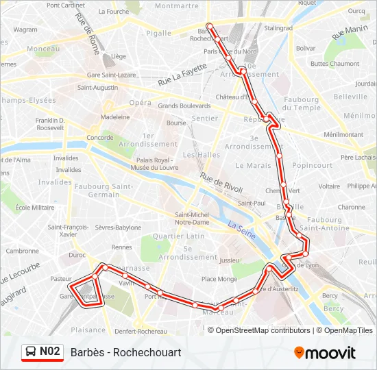 N02 Bus Line Map