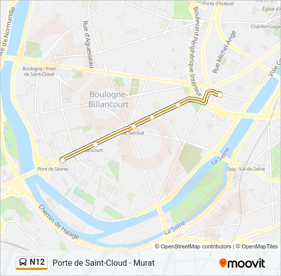 N12 Bus Line Map