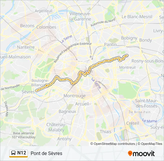 N12 Bus Line Map
