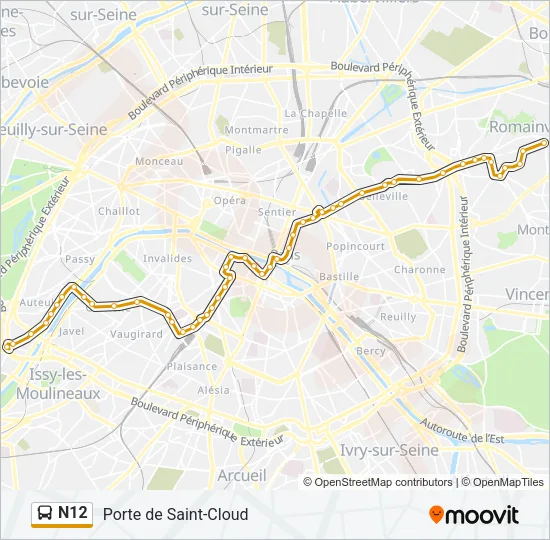 N12 Bus Line Map
