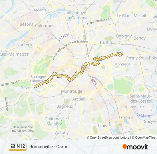 N12 Bus Line Map