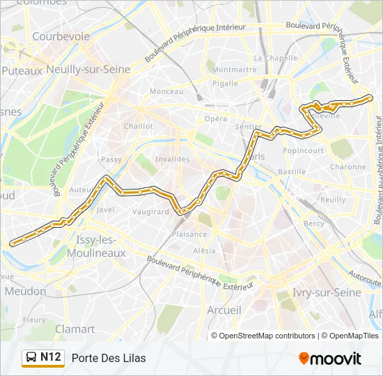 N12 Bus Line Map
