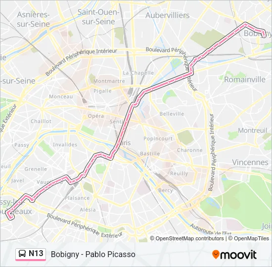 N13 Bus Line Map