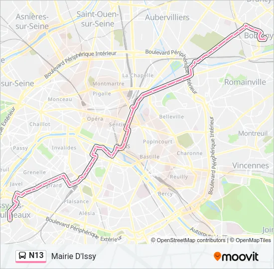 N13 Bus Line Map