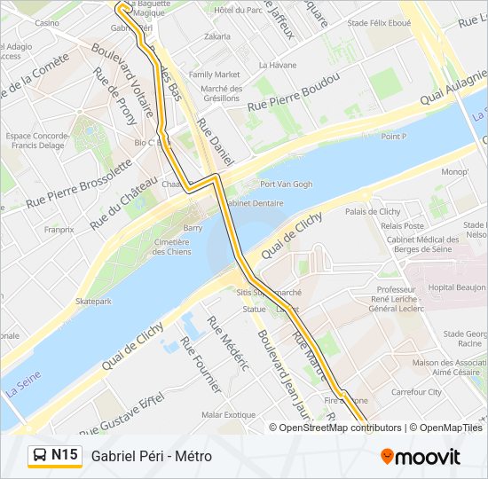 N15 Bus Line Map