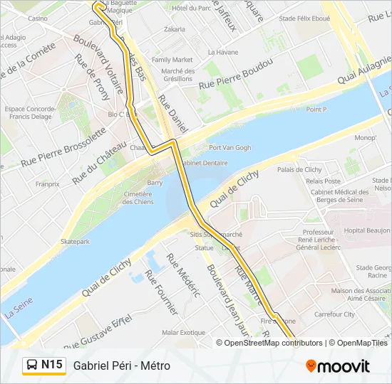 N15 Bus Line Map