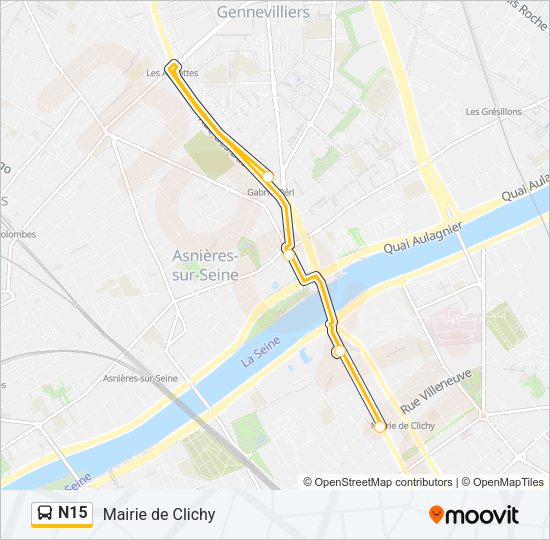 N15 Bus Line Map
