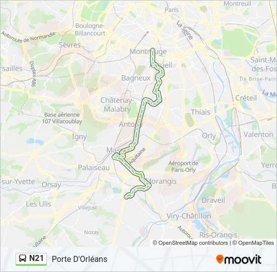 N21 Bus Line Map