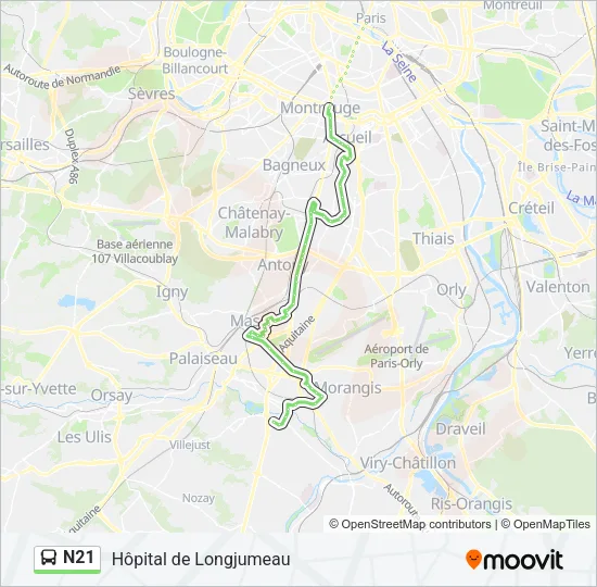 N21 Bus Line Map