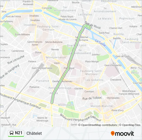 N21 Bus Line Map