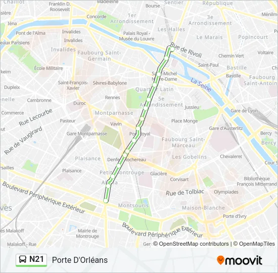 N21 Bus Line Map