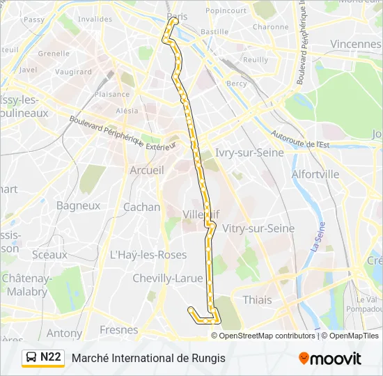N22 Bus Line Map